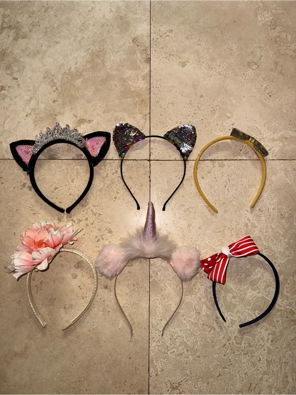 Girls Pink Unicorn Horn Headband with Fluffy Pom Accents